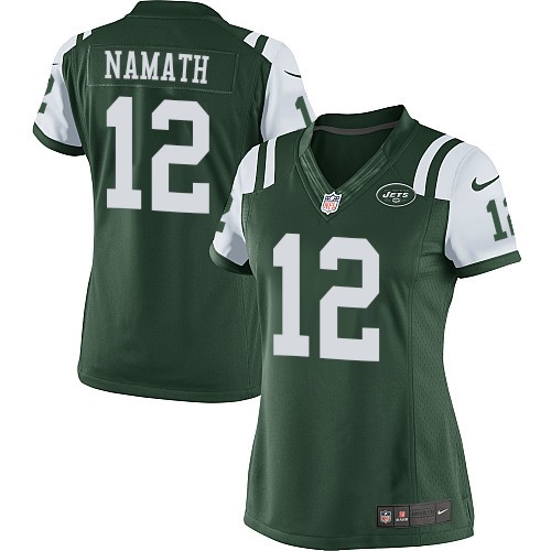 Women's Elite Joe Namath Nike Jersey Green Home - #12 NFL New York Jets